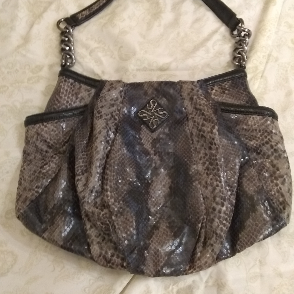 Simply Vera Vera Wang Alicia  Hobo Snake-Print Shoulder Bag with Chain Strap
